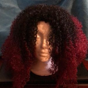 Synthetic half wig. Ombré burgundy. Only worn for try on. No original packaging.